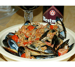Bacon and Beer Mussels