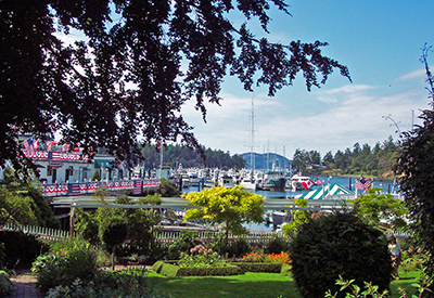 San Juan view across Hotel de Haro gardens