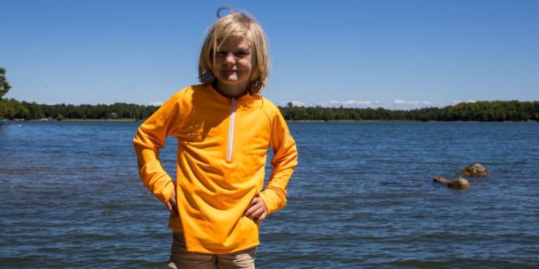 Gear Review: Sun Safe on the Lake – Hi-Vis Kids Swim Shirt